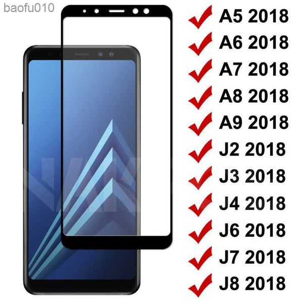 Vetro temperato 9D per Samsung Galaxy A5 A7 A9 J2 J3 J7 J8 2018 Vetro A6 A8 J4 J6 Plus 2018 Custodia per pellicola protettiva in vetro L230619