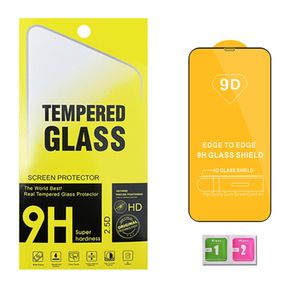 Protecteur d'écran en verre trempé 9D pour iPhone 15 14 Pro Max 13 12 11 Pro X XS XR 7 Samsung 23 S22 S21 A13 A23 A33 A53 A73 Film de protection à colle complète avec emballage