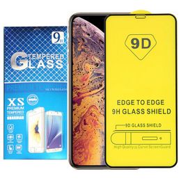 9D gehard glazen schermbeschermers voor iPhone 15 14 Plus 13 Pro Max 12 Mini 11 8 Samsung Galaxy S23 S22 S21 FE Volledige dekking Antikrasfilm met retailpakket