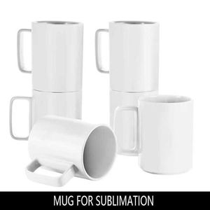 Mugs 9F4J Sublimation en céramique vierge en céramique Porcelaine Plaine Café Milk Mil Top Transfert de chaleur pour imprimer Custom Mom Dada Cadeau 240410
