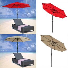 9FT 8Ribs Aluminium Patio Umbrella Market Sun Shade Steel Tilt W Manivelle Outdoor205R