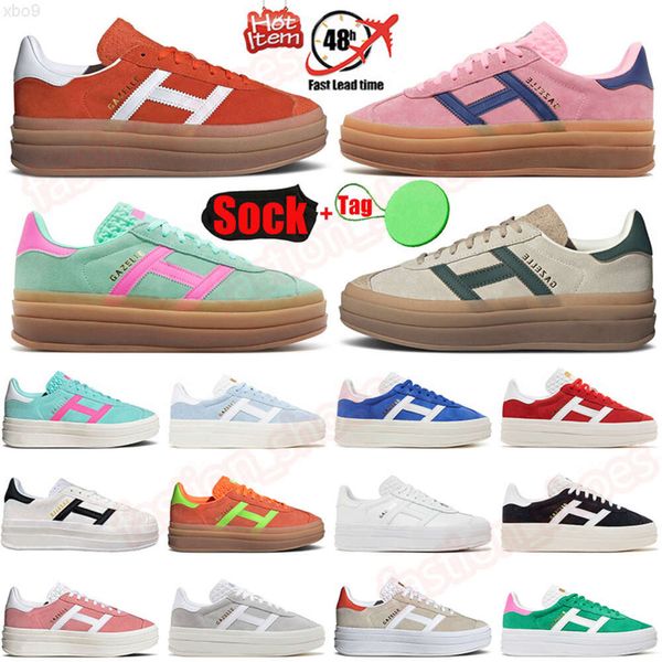 9Gazelle Bold diseñador zapatos de mujer Suela gruesa casual Pink Glow Gum Velvet Entrenadores para mujer og Vegan Cream Collegiate Green Dhgate Jogging Walking Sports Sneakers