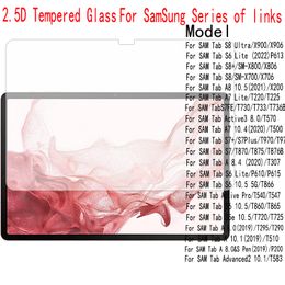 Film de protection d'écran en verre trempé 9H 0,33 mm 2,5D pour Samsung Galaxy Tab S8 S7 S6 S5 S4 S3 lite A8 A7 Ultra Active2 Active3 8.0 Pro 10.1 Plus A 7 9.7 10.1 12