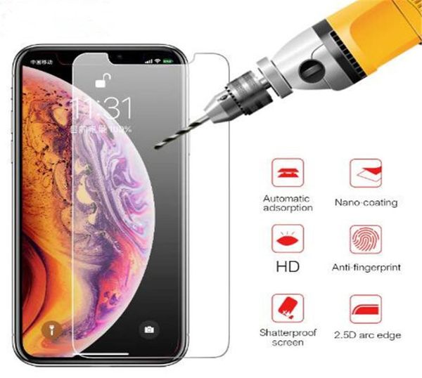 9h 25d Film de protecteur d'écran en verre trempé pour iPhone 12 Mini 11 Pro X XS Max XR 8 7 6 Plus SE DHL5103949