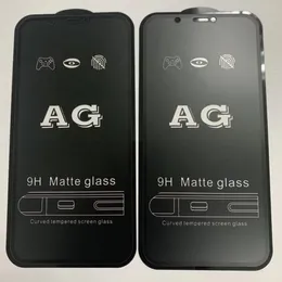 Verre trempé 9H AG pour iPhone 12 Mini 13 Pro Max 11 Pro X XS Max XR 8 7 Plus Film de protection d'écran mat anti-empreintes digitales couleur noire