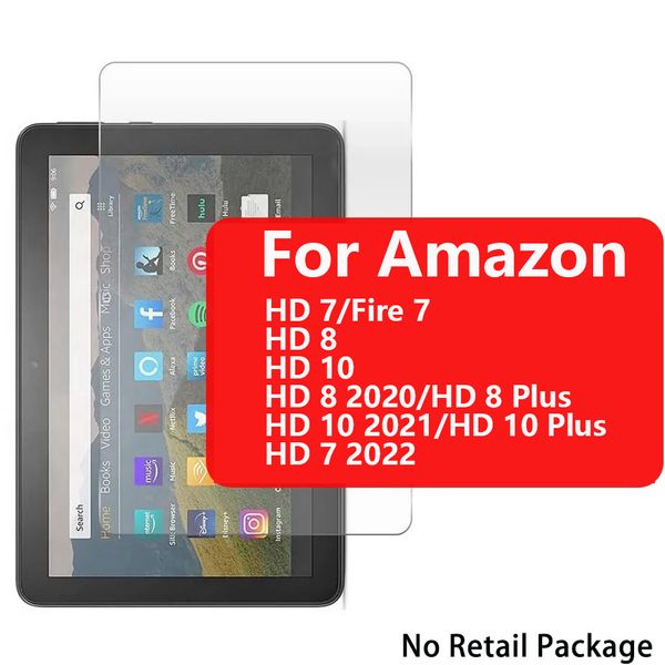Vidrio templado 9H para Amazon Kindle Fire HD 7 2022 HD 10 /10Plus HD 8 8Plus HD7 Fire7 Protector de pantalla Película protectora transparente