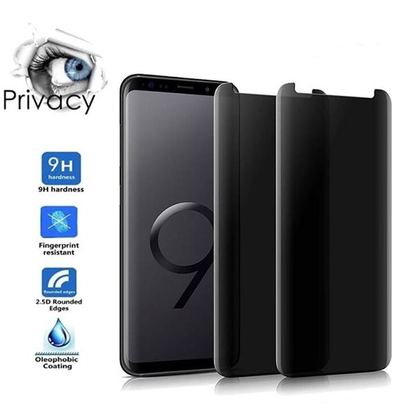 Film de protection d'écran anti-espion en verre trempé incurvé 9H Edge pour Samsung Galaxy S10 S9 S8 Plus Note 8 NOTE 9 NOTE 10 PRO