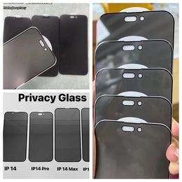 Protecteurs de verre 9H pour iPhone 14 Pro Max Phone14 14Max Matte Privacy Trempé Anti Peeping Anti-Spy Anti Against Silk Full Cover Screen Protective Cell Phone Film