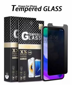 Protecteur d'écran de confidentialité 9H pour iPhone 14 Plus Pro Max 7 8 verre trempé anti-espion XR XS 11 12 13 Mini film de protection anti-rayures avec emballage de vente au détail