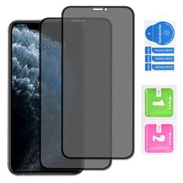 Protecteur d'écran en verre trempé 9H Privacy pour iPhone 13 13PRO 12 mini 11 Pro Max 6 6S 7 8 PLUS X XR XS Film de protection anti-espion