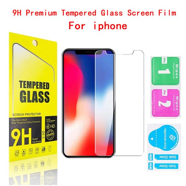 Protecteur d'écran en verre trempé 9H pour iPhone 12 11 Pro Max XS Max XR 8 7 plus Film de protection HD Explosion avec emballage