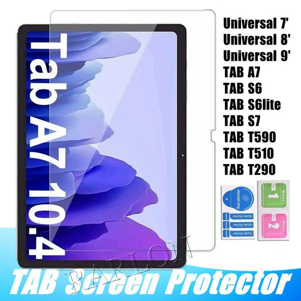 Película protectora de pantalla de vidrio templado 9H para Samsung Galaxy TAB S9 FE S8 Plus S7 + A7 lite A 8.0 S6 S6lite S5E T500 T505 T290 T510 T590 Universal 7 pulgadas 8 pulgadas 9 pulgadas