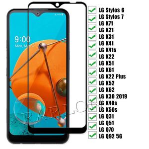 9H gehard Glass Screen Protector voor iPhone 12 Pro Max LG Stylo 7 6 K31 K71 K41S K42 K51 K61 K22 K50S Q31 Q51 Q70 Q92 5G Harmony 4 Lxpression Plus 3 W31 W41