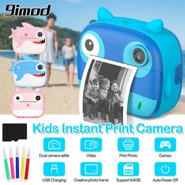9IMOD Kinderen Instant Print Camera 24 inch 1080 P Selfie Video Po Digitaal met 10X Zoom Draagbare Reizen Speelgoed voor Kinderen 240319