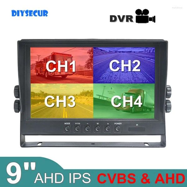 Monitor de coche AHD IPS 1024x800 HD de 9 pulgadas, soporte de visión trasera, tarjeta SD de 256GB, grabación de vídeo