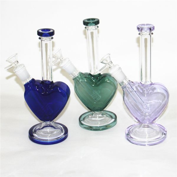 9 pouces Verre Bécher Bong Dab Rig narguilé rose en forme de coeur Conduites D'eau Bongs Quartz Banger Bol Huile Rigs Bubbler Fumer Pipe