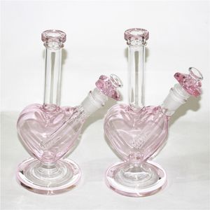 9 pouces en forme de coeur Pipe d'eau en verre avec bol à narguilé bong rasta tuyaux de glace de glace 14 mm