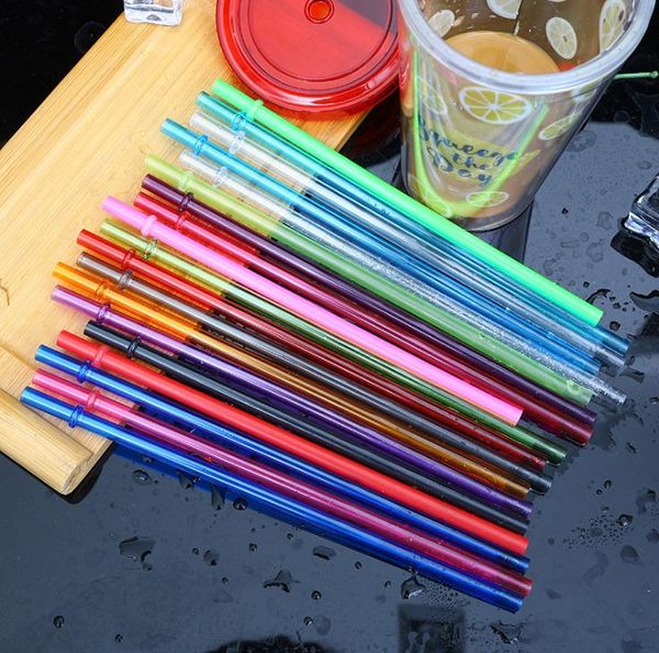 Pailles de rechange en plastique réutilisables de couleur arc-en-ciel de 9 pouces, pailles à boire en plastique multicolores pour pot Mason SN1413