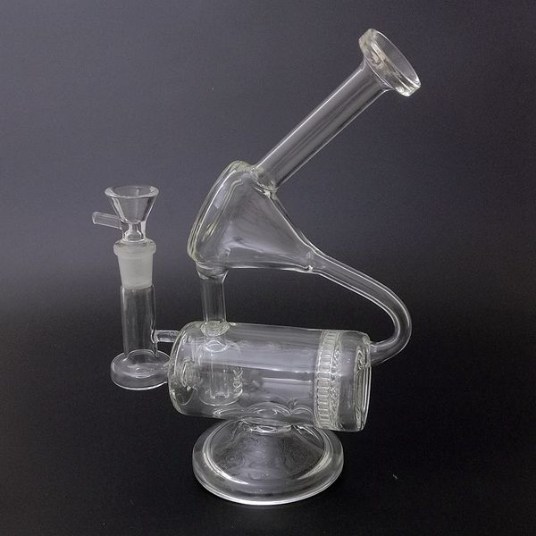 9 pouces recycleur Dab plate-forme peigne Perc verre eau Bongs narguilés 14mm 4mm épaisseur pour fumer Bong tuyaux cire huile plates-formes avec bol