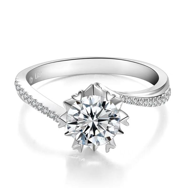 9K, 14K, or blanc 18k, conception tordue de flocon de neige, anneau de diamant certifié par Moissanite, couleur D / F, test de clarté VVS positif avec certificat