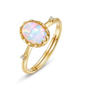 Anneau d'opale en or 9k pour anneaux de mariage pour femmes 925 Anneau en argent sterling
