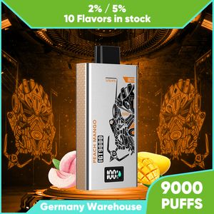 9K Vapes Desechable Barra de hojaldre Dispositivo 9000 Puffs Jugo de mango de cigarrillo electrónico 2% 5% E Vaper líquido