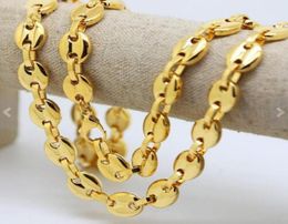 9 mm 1828 pulgadas Chapado en oro Acero inoxidable puro Moda encantador collar de granos de café Cadena de eslabones para mujeres regalos para hombres 5917361