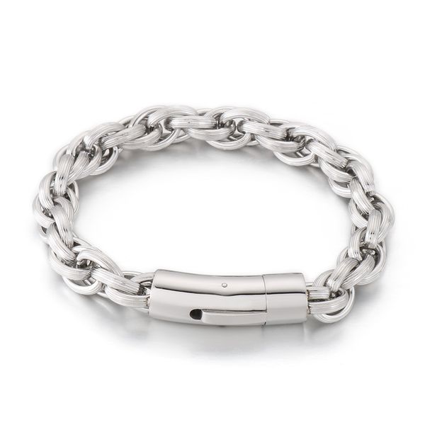 9mm 8 pulgadas moda plata Singapur Twist cadena Rolo cuerda enlace cadena pulsera acero inoxidable joyería para Mujeres Hombres