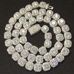 Bracelet de chaîne de tennis en diamant groupé de 9 mm, véritables pierres de zircon cubique glacées solides, bijoux Hip Hop pour hommes et femmes 16-20 pouces 2306