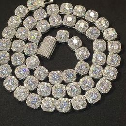 9 mm geclusterter Diamant-Tennis-Kettenarmband, echtes massives Eis für Herren und Damen, kubische Zirkonsteine, Bling-Schmuck, Hip Hop, 16–20 Zoll2412