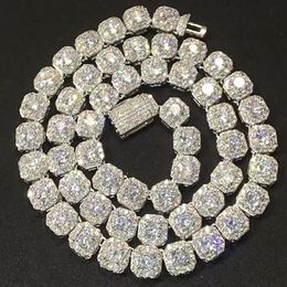 Bracelet de chaîne de tennis en diamant groupé de 9MM, véritables pierres de Zircon cubique glacées solides, bijoux Hip Hop pour hommes et femmes 16-20 pouces 210o