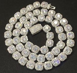 Pulsera de cadena de tenis de diamantes agrupados de 9MM, piedras de circón cúbico heladas sólidas reales, joyería de Hip Hop para hombres y mujeres de 16-20 pulgadas