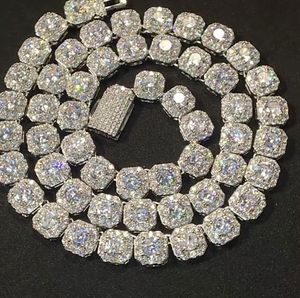 9 mm geclusterde diamant tennisketen Bracelet Real Solid Icy Mens Women Women Cubic Zirkon Stones Bling Jewelry Hip Hop 16-20inch