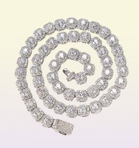 9 mm Bracelet de chaîne de tennis en diamant en cluster Real Solid Icy Mens Femmes Cumbic Zircon Stones Bling Jewelry Hip Hop 1620inch1190436