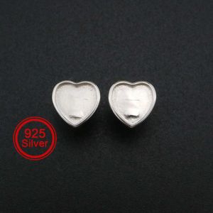 9mm hart bezelinstellingen Studs oorbellen voor borstmelkhars vaste achterkant 925 Sterling Silver DIY Supplies 1702224 240410