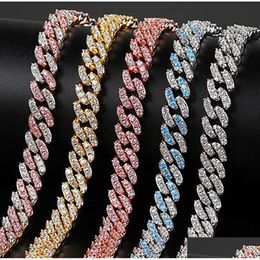 9Mm Mini Cubaanse Baby Link Chain Gold Sier Roze Choker Cz Punk Miami Bling Hip Hop Sieraden Voor mannen Vrouwen 14-24Inch Drop Delivery