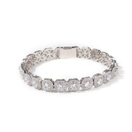 9MM carré sucre de roche Zircon diamant Tennis bracelet chaîne cubique Zircone 14K or chaînes hommes bijoux Hip Hop Bracelets274H