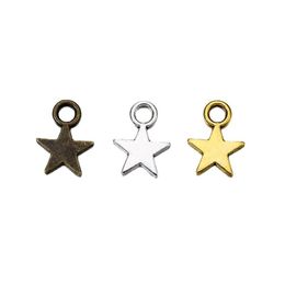 Abalorio de estrella de 9MM, colgante pequeño chapado en oro y plata para pulsera DIY, collar, pendientes, fabricación de joyas, aleación, 100 Uds.