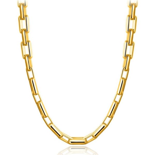 Cadenas de cuerda de enlace de 9 mm de grosor de 18 km collares de oro collares de hip hop de 20 pulgadas regalos de joyería de gargantilla de lujo para mujeres perfectas a254t
