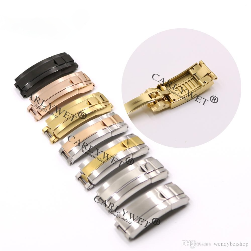 9 mm x 9 mm gebürsteter Edelstahl-Uhrenarmband-Schnalle, Glide-Lock-Verschluss, Stahl für Armband, Gummi-Lederarmband, Gürtel