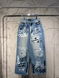 9MZ0 Brand de jeans masculin American High Street Anime Anion Skinny Fit Men Y2k rétro Harajuku décontracté pantalon de jambe large lâche empilé violet 8103