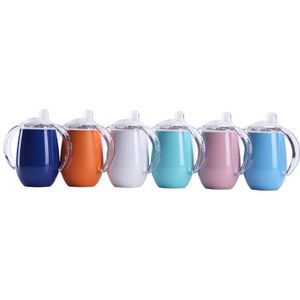 9oz Egg Cup Fopspeen Sippy Tumblers met Dubbele Handvat Rvs Geïsoleerde Sippy Mok Melkfles Peuter Drinken Mokken GGA3254