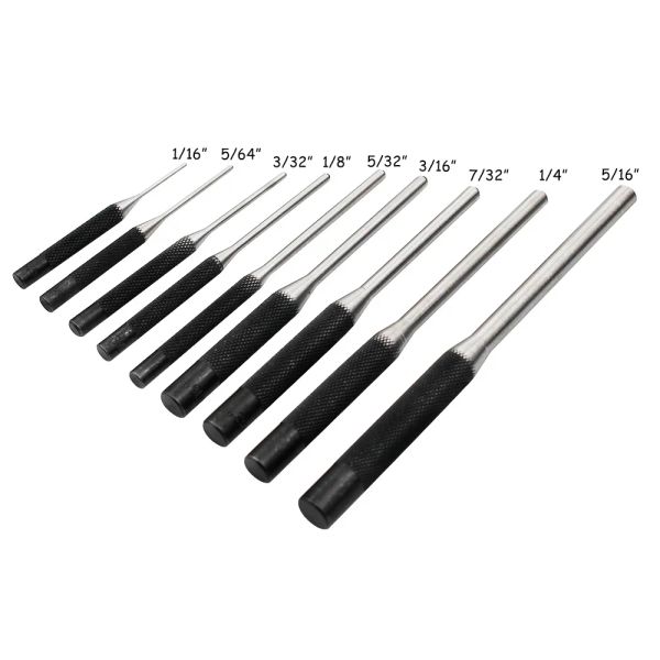 9pcs 40cr en acier multiple multiple broches rond punch punch set grip roll brochs punch tool kit tool professionnel hollow end starter punch bupl