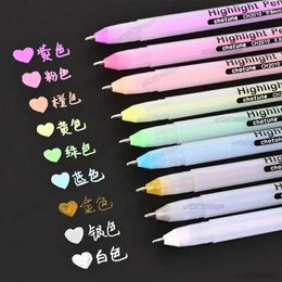 9Pcs Color Ink Gel Pen Highlight Marker Set 0.8mm Tip White Silver Gold For Art Drawing Sketch Design Fine Line Writing