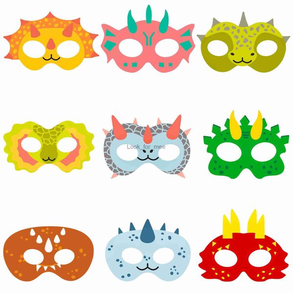 9pcs Dinosaur Party Paper Mask Set Dinosaur Birthday Party Decoration Cosplay Dino Theme Costumes Toy for Kids Baby Shower Decor HKD230810