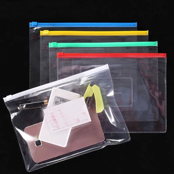 9 pièces sac de fichiers Transparent écolier en plastique A4 A5 A6 Documents classeur organisateur de stockage informations dossiers de poche 231220