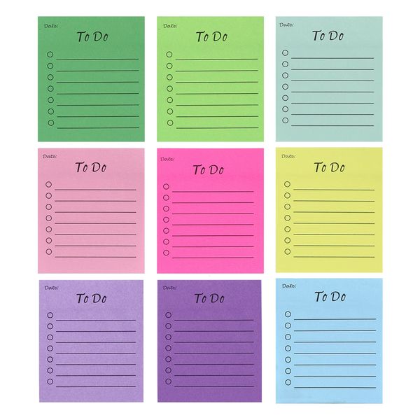 9 pièces pour planificateur ordinateur auto-adhésif Note 50 feuilles réfrigérateur Rectangle multicolore bureau Portable mur étudiants à faire liste 240122