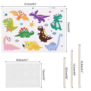 9 -stcs gelukkige verjaardag dinosaurus thema Paperbord cupcake toppers met sticks baby shower evenement dino feestdecoraties cake toppers