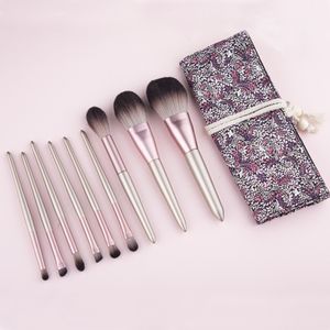 9pcs de haute qualité Maquillage Pinceaux une Fondation Sac petit raisin Fard Contour Visage Anti-cernes fard à paupières Make up pinceau cosmétique Kit