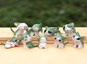 9 stks Kawaii Cheese Cat Miniature Figurine Fairy Miniatures Figurines Japanse anime kinderen figuur wereld actie speelgoed figuren9091918